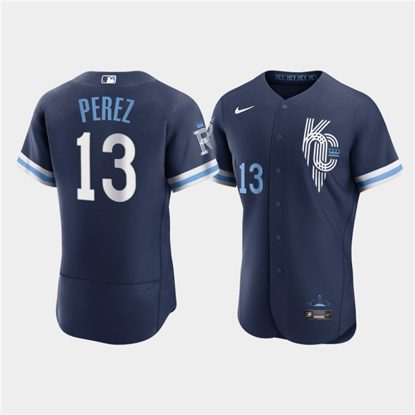 Men's Kansas City Royals #13 Salvador Perez 2022 Navy City Connect Flex Base Stitched MLB Jersey Men's Kansas City Royals #13 Salvador Perez 2022 Navy City Connect Flex Base Stitched MLB Jersey